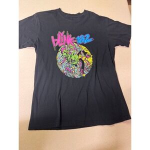 Blink-182 Neon Alien Graphic T-Shirt Black Mens Large Rock Off Punk Rock Band